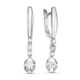 Серьги из белого золота с бриллиантами 02-2668