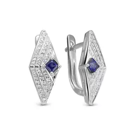 Серьги из белого золота с бриллиантами и сапфирами 21008-251-13-00