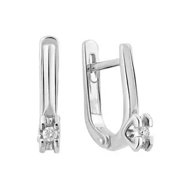 Серьги из белого золота с бриллиантом с родированием 21-9602-12-02