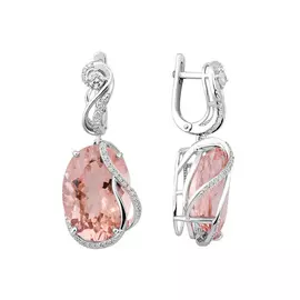 Серьги из белого золота с морганитами и бриллиантами D2-066-12-16