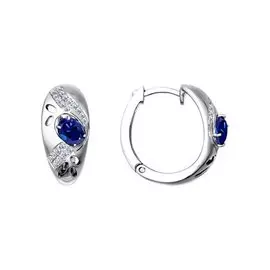 Серьги из белого золота с сапфирами и бриллиантами 2020704 №14 1