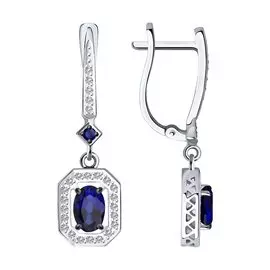 Серьги из белого золота с сапфирами и бриллиантами 2020980