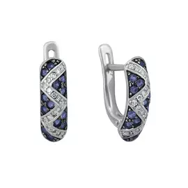 Серьги из белого золота с сапфирами и бриллиантами 21-9125-12-03