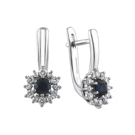 Серьги из белого золота с сапфирами и бриллиантами 21-9524-12-03