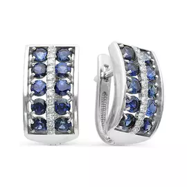 Серьги из белого золота с сапфирами и бриллиантами 2-106-168-02