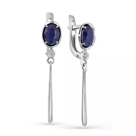 Серьги из белого золота с сапфирами и бриллиантами 2-107-328-02