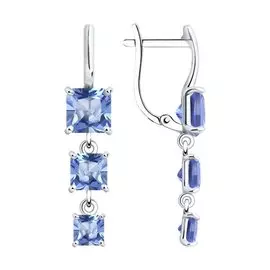 Серьги из белого золота с ситаллами синт. 727599