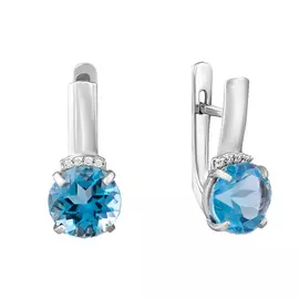 Серьги из белого золота с топазами и фианитами 21-0091-12-10