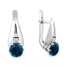 Серьги из белого золота с топазами London и фианитами 21-0064-12-15