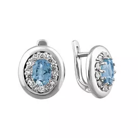 Серьги из белого золота с топазом и фианитом 21-1173-12-15
