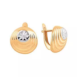 Серьги из красного и белого золота с алмазной огранкой 25-0620-10-61