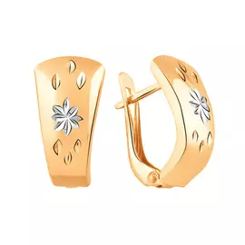 Серьги из красного и белого золота с алмазной огранкой и родированием 25-0553-10-63