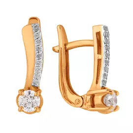 Серьги из красного и белого золота с бриллиантами 02-0989