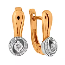 Серьги из красного и белого золота с бриллиантами 02-1511