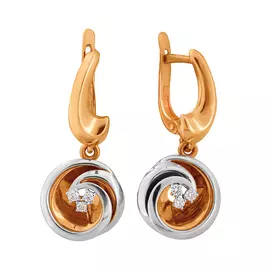 Серьги из красного и белого золота с бриллиантами 02-2590