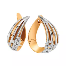 Серьги из красного и белого золота с бриллиантами 02-3083