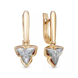 Серьги из красного и белого золота с бриллиантами 02-3887