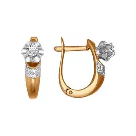 Серьги из красного и белого золота с бриллиантами 1020792 №16 2