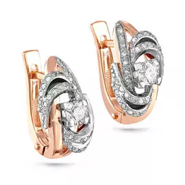 Серьги из красного и белого золота с бриллиантами 12-0687 №11-14