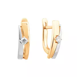 Серьги из красного и белого золота с бриллиантами 21-9173-10-02