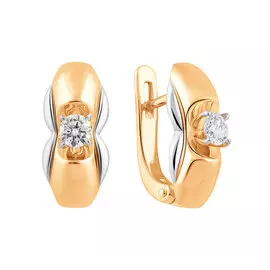 Серьги из красного и белого золота с бриллиантами 21-9349-17-02