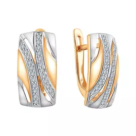 Серьги из красного и белого золота с бриллиантами 21-9383-10-02