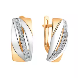 Серьги из красного и белого золота с бриллиантами 21-9384-10-02