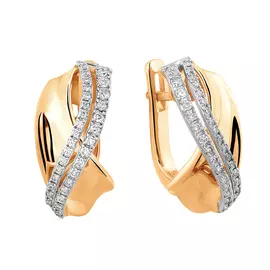Серьги из красного и белого золота с бриллиантами 21-9432-17-02