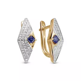 Серьги из красного и белого золота с бриллиантами и сапфирами 21008-151-13-00