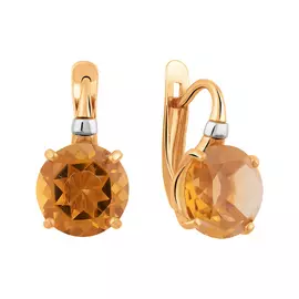 Серьги из красного и белого золота с цитринами с родированием 21-1839-10-12