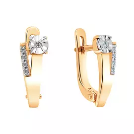 Серьги из красного и белого золота с фианитами 21-1614-17-01