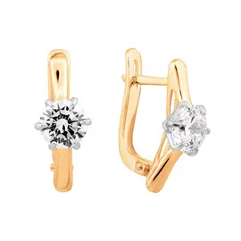 Серьги из красного и белого золота с фианитами с родированием 21-1028-10-01