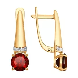 Серьги из красного и белого золота с гранатами и фианитами 725266