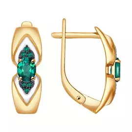 Серьги из красного и белого золота с изумрудами 3020422 №16 211