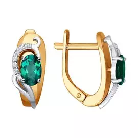 Серьги из красного и белого золота с изумрудами и бриллиантами 3020398 №16 76