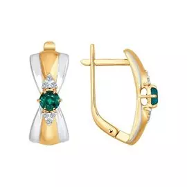 Серьги из красного и белого золота с изумрудами и бриллиантами 3020413 №16 161