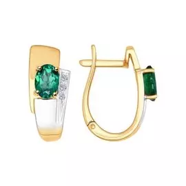 Серьги из красного и белого золота с изумрудами и бриллиантами 3020427 №18 13