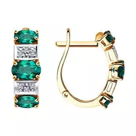 Серьги из красного и белого золота с изумрудами и бриллиантами 6027036 №19 24