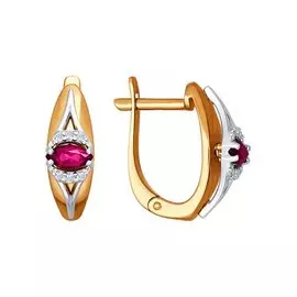 Серьги из красного и белого золота с рубинами и бриллиантами 4020359