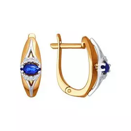 Серьги из красного и белого золота с сапфирами и бриллиантами 2020775