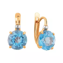 Серьги из красного и белого золота с топазами swiss с родированием 21-1839-10-10