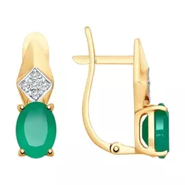 Серьги из красного золота с агатами и фианитами 725382