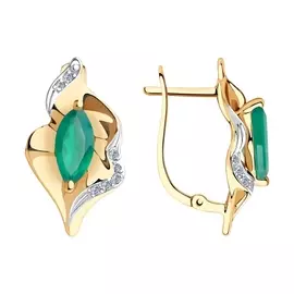 Серьги из красного золота с агатами и фианитами 725996