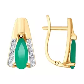 Серьги из красного золота с агатом и фианитами 725633