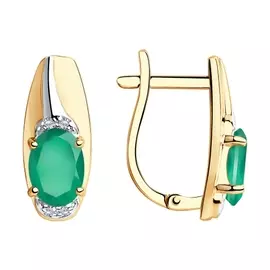 Серьги из красного золота с агатом и фианитом 726006