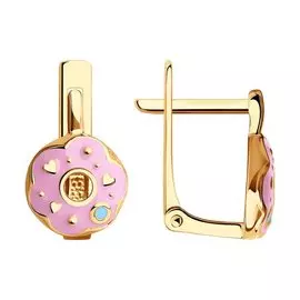 Серьги из красного золота с эмалью с эмалями 029436