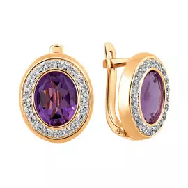 Серьги из красного золота с аметистами и фианитами 21-0876-11-07