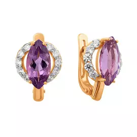 Серьги из красного золота с аметистами и фианитами 21-0941-11-07
