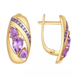 Серьги из красного золота с аметистами и фианитами 724700