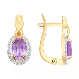 Серьги из красного золота с аметистами и фианитами 725361